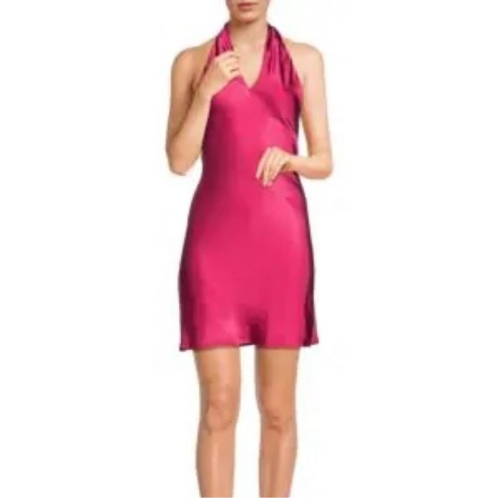 O.P.T Fuchsia Pink Halter Backless Dress